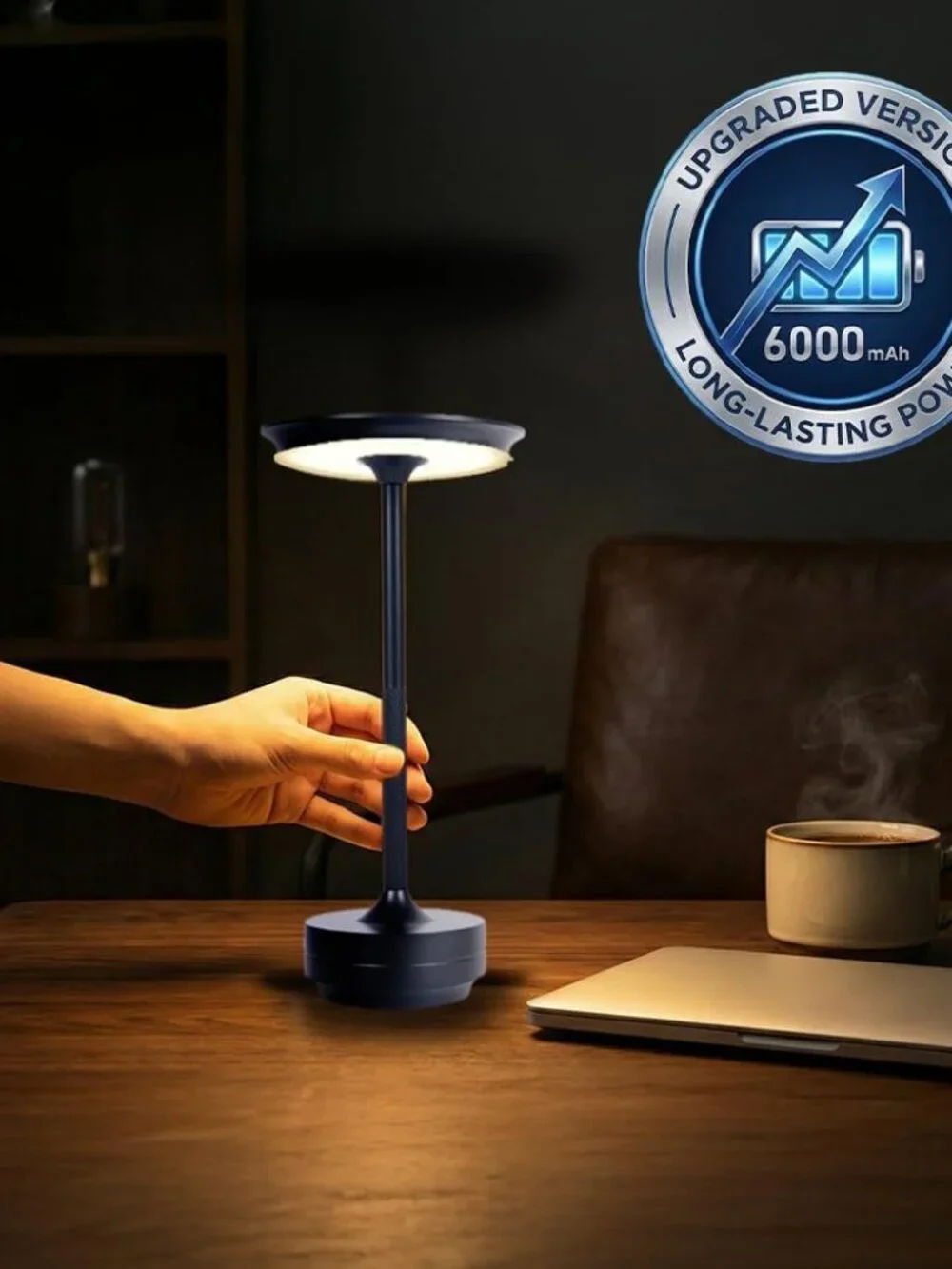 Portable Cordless LED Table Lamp | 6000mAh Rechargeable Battery Stepless Dimming